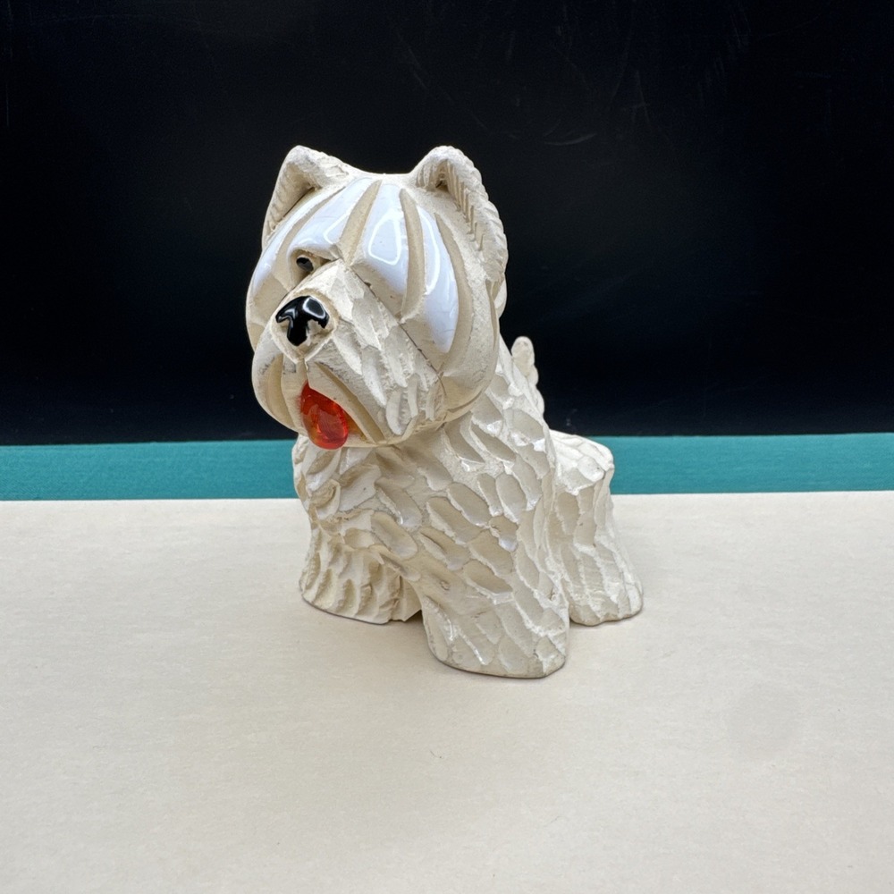 Artesania Rinconada White Dog Art Pottery Figurine Westie West Highland Terrier‎